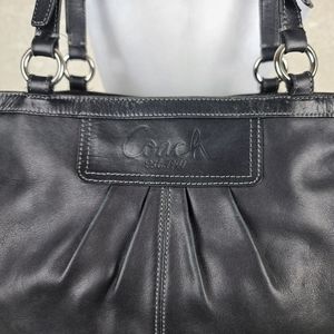 Coach black leather tote bag